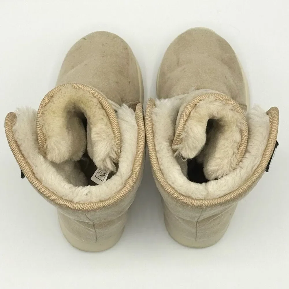 Native Kids Apollo Luna Faux Fur Beige Suede Boots - Kids US 7